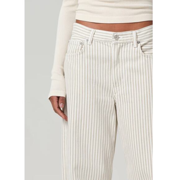 Citizens of Humanity Women's Khaki Stripe Miro Rework Relaxed Jeans Size 24 - Picture 11 of 11